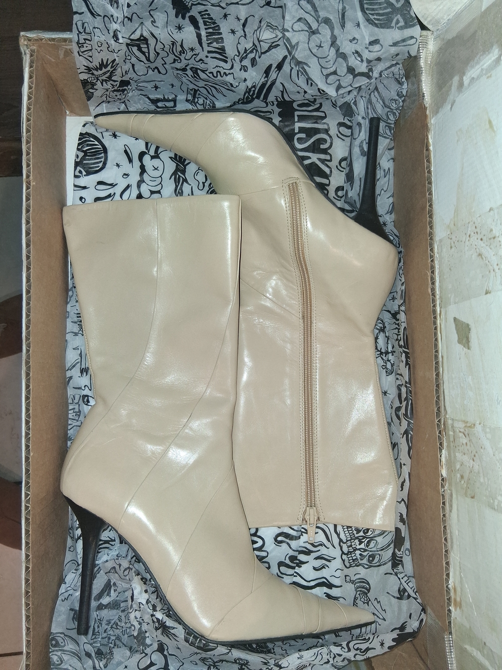 Aldo Cream Pointed-Toe Stiletto Ankle Boots
